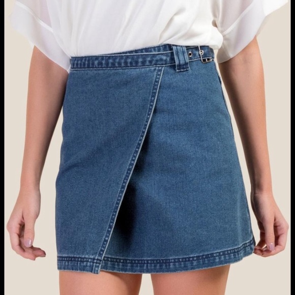 Denim Wrap Skirt - Picture 1 of 8